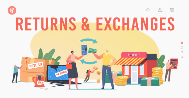 返回和交换着陆页模板。人物不满意损坏的东西交付，损坏的笔记本电脑图片下载