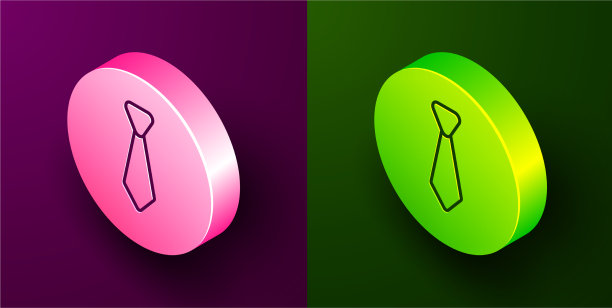 等距线领带图标孤立在紫色和图片下载