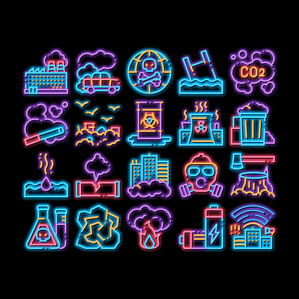 自然污染的霓虹灯矢量图标图片下载