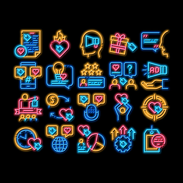 大使创意霓虹灯发光图标插画图片下载