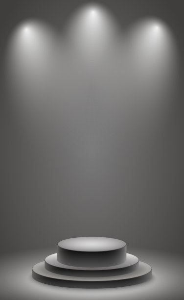 现实的灰白色工作室，白色圆形讲台-向量图片下载