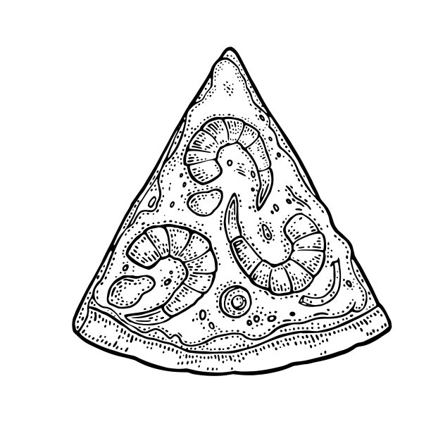 切片披萨海鲜复古雕刻图片下载