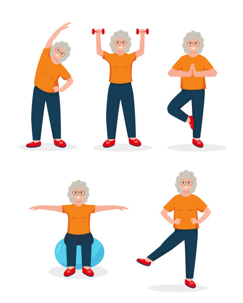 生活方式图标设置与体育资深女性图片下载