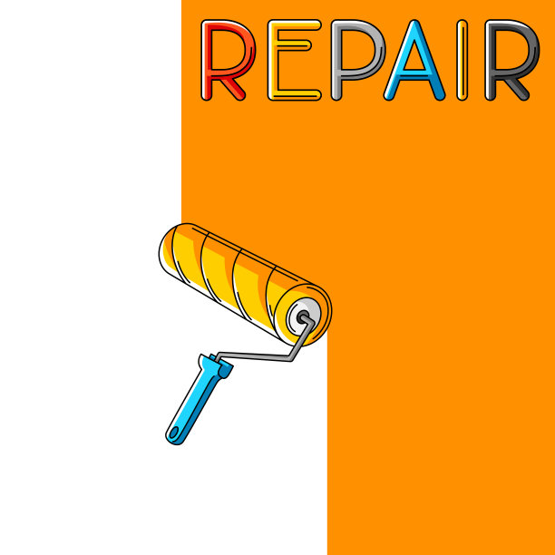 滚轴漆墙插图。建筑行业背景。图片下载