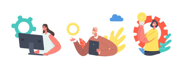 远程团队工作业务字符集。通过电脑或数码设备与同事进行网络摄像小组会议图片下载