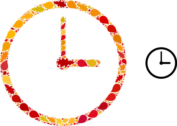 时钟秋天马赛克图标与秋天的叶子图片下载