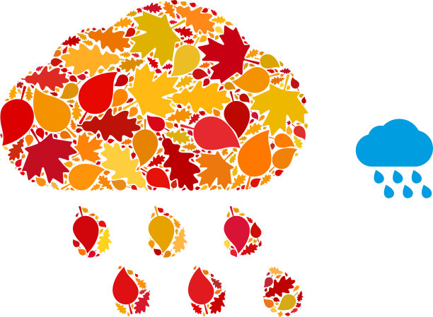 雨云秋天马赛克图标与秋天的叶子图片下载