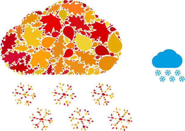 雪云秋天马赛克图标与秋天的叶子图片下载