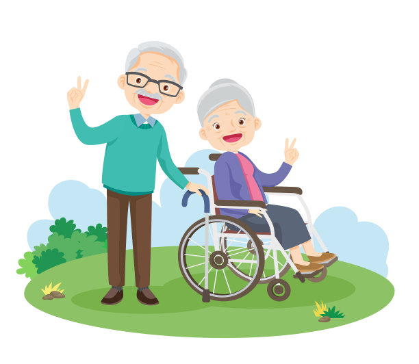 快乐的edlly胜利手坐在轮椅上图片下载