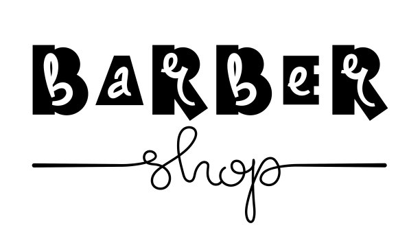 方形手写标志上写着“理发店”。孤立在白色图片下载