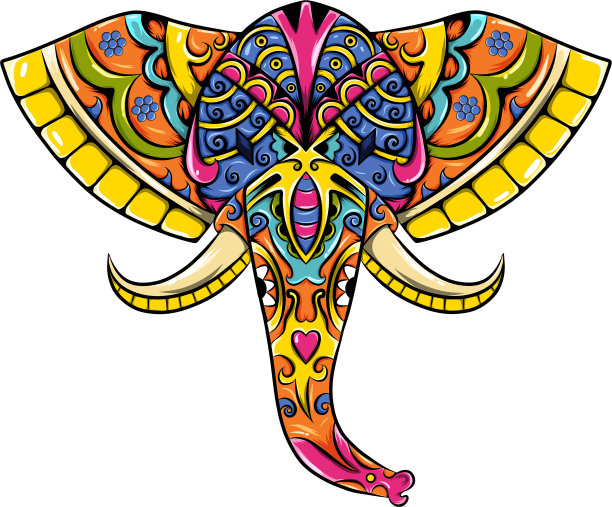 彩色缠头象图片下载