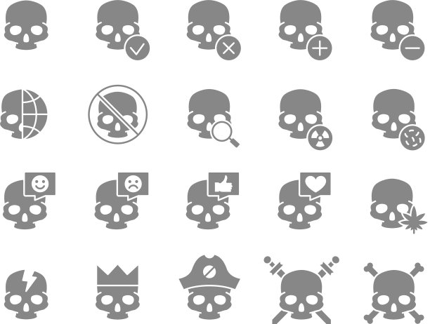 设置人类头骨灰色图标健康的头盖骨图片下载