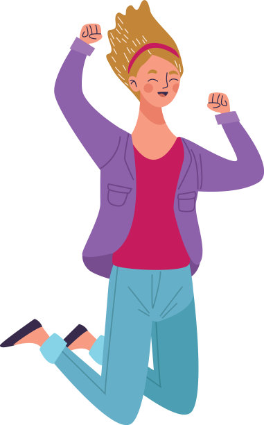 漂亮的年轻女子快乐的跳跃角色图片下载