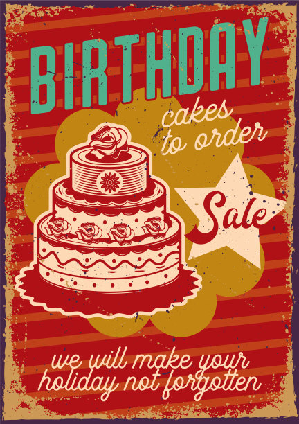 海报设计与一个大蛋糕在vintage图片下载