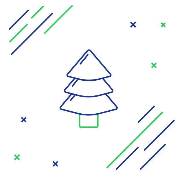 线圣诞树图标孤立在白色图片下载