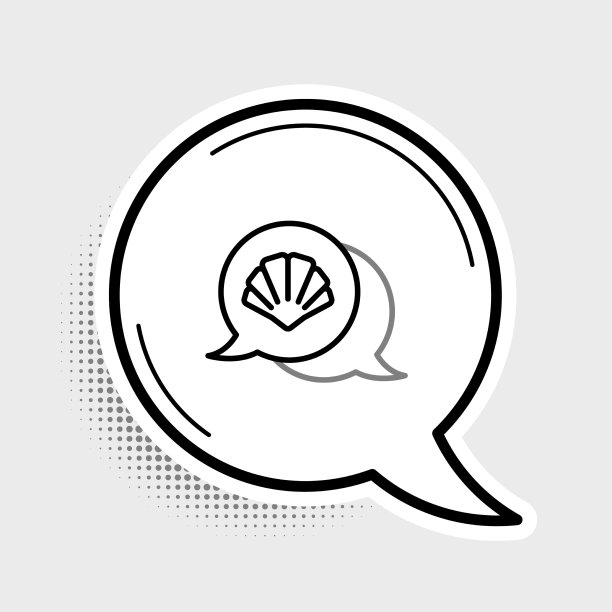 线扇贝海贝图标孤立在灰色图片下载