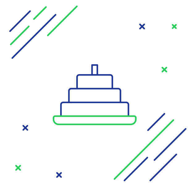 线蛋糕与燃烧的蜡烛图标隔离上图片下载