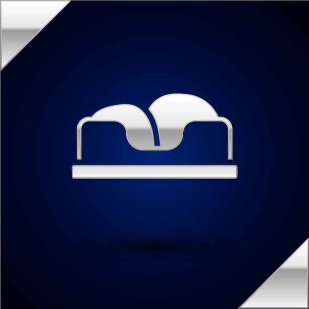 银色宠物床图标孤立在深蓝色图片下载