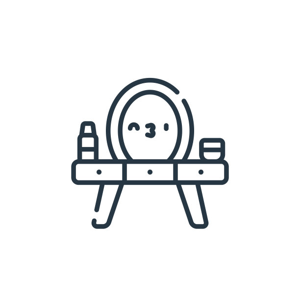 梳妆台图标向量从理发店的概念。梳妆台的细线插图可编辑笔触。梳妆台线性标志，用于web和移动应用程序，标志，印刷媒体。图片下载