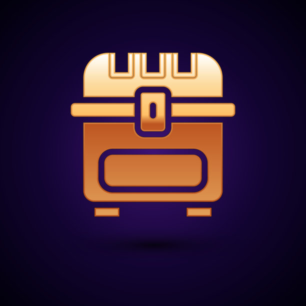 黄金古董宝箱图标孤立在黑色图片下载