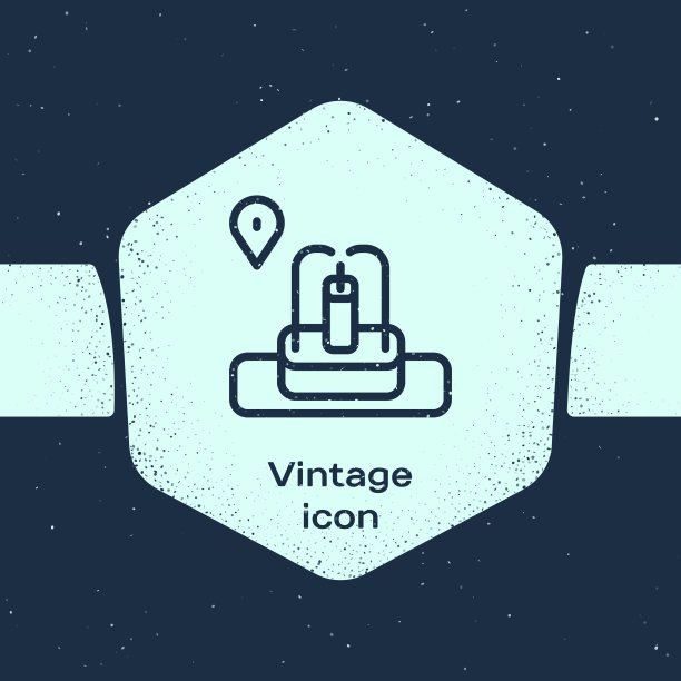 Grunge线位置与喷泉图标隔离图片下载