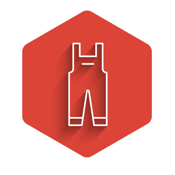 白线工作工作服图标与长隔离图片下载