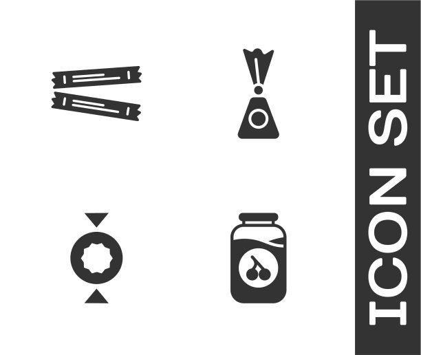 设置樱桃果酱罐糖棒糖果包和图片下载