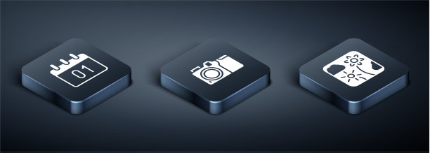 设置等距日历烟花火箭和照片图片下载