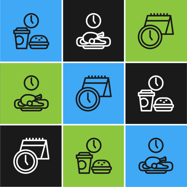 设定行快餐时间日历和时钟图片下载