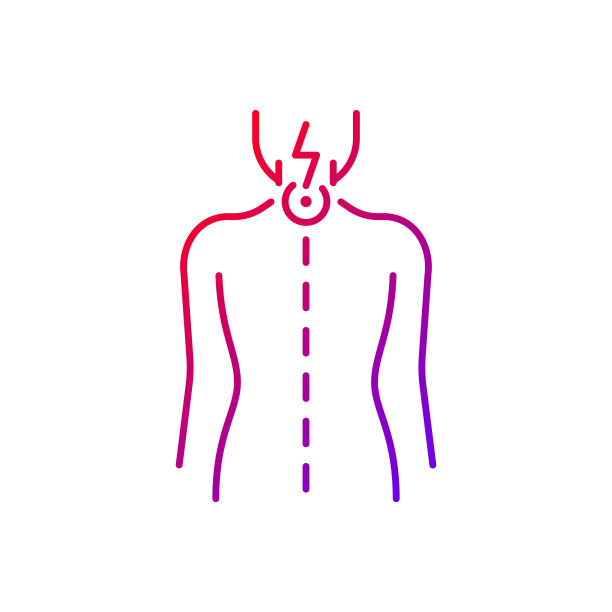 颈部疼痛梯度线性矢量图标图片下载