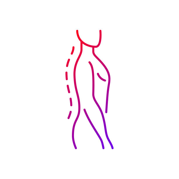 站立姿势校正梯度线性矢量图标图片下载