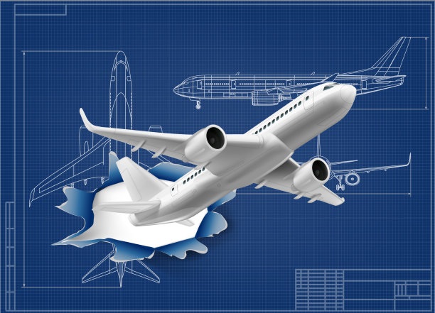 3d飞机通过洞在飞机蓝图图片下载