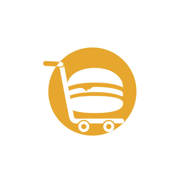 汉堡和杂货手推车标志设计图片下载