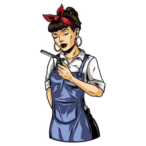 闭着眼睛的漂亮女理发师图片下载