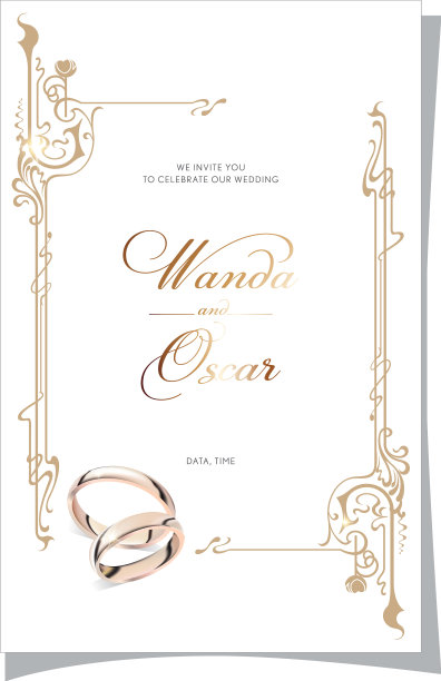 婚礼请柬和结婚戒指和装饰图片下载
