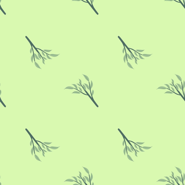 极简的无缝模式与绿色的叶子图片下载