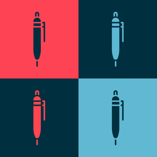 波普艺术钢笔图标孤立的颜色背景图片下载
