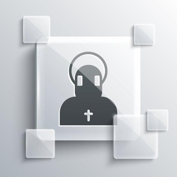 灰色和尚图标孤立在灰色背景广场图片下载