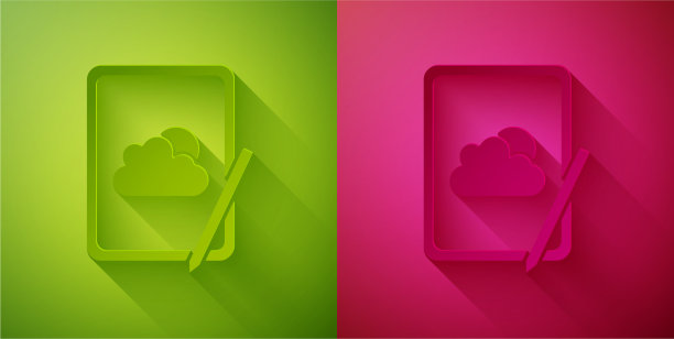 剪纸天气预报图标孤立在绿色图片下载