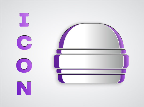 剪纸汉堡图标孤立在灰色背景图片下载