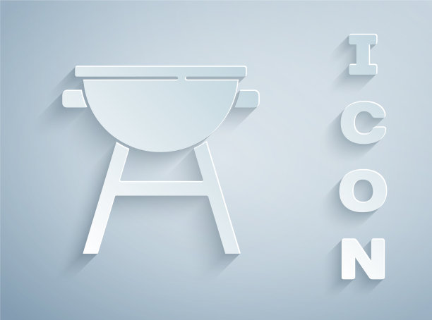 剪纸烧烤架图标孤立在灰色图片下载