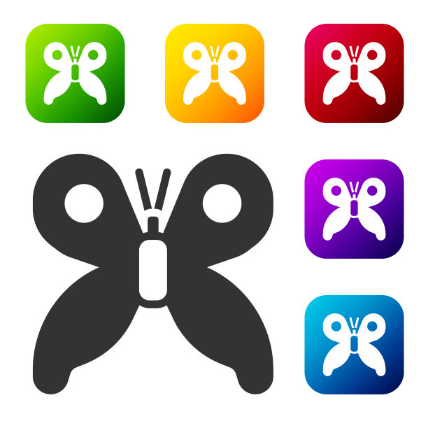 黑色蝴蝶图标孤立在白色背景上图片下载