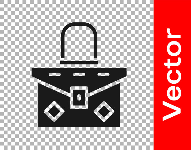 黑色手提包图标孤立上透明图片下载