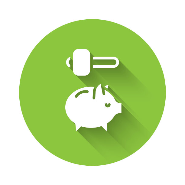 白色储蓄罐与锤子图标隔离图片下载