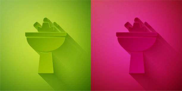 剪纸面盆与水龙头图标隔离图片下载