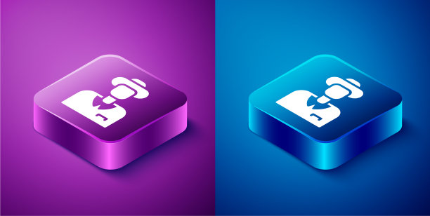 等距旅游图标孤立在蓝色和紫色图片下载