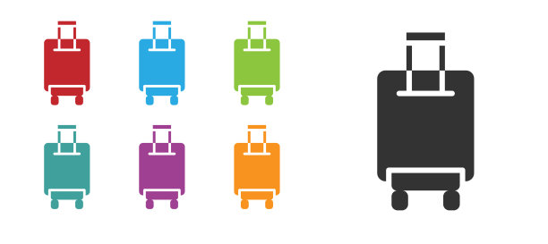 黑色行李箱旅行图标孤立在白色图片下载