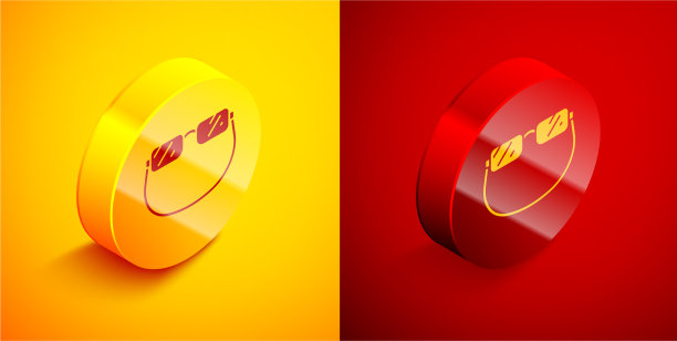 等距眼镜图标孤立在橙色和图片下载