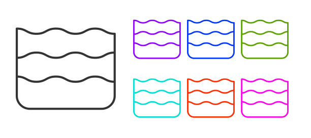 黑线波图标孤立在白色背景图片下载
