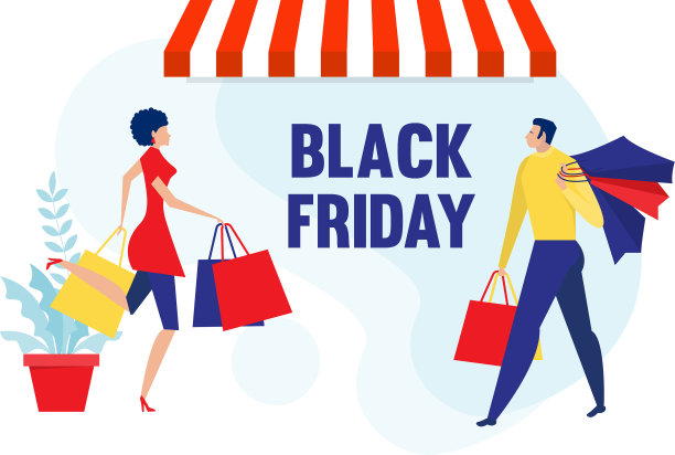 女人和男人购物夏季打折黑色图片下载